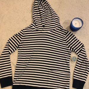 J. Crew striped hoodie sweater navy off white